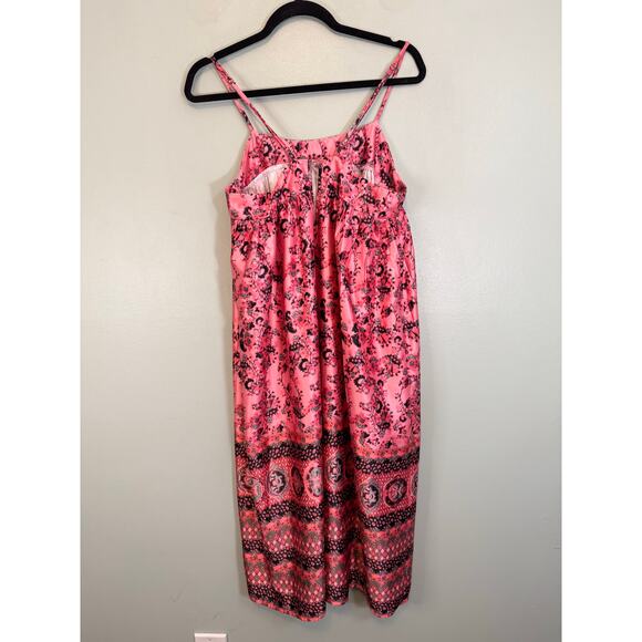 StitchDrop Midi Dress Medium Pink Summer Beach Casual Floral Bohemian Sundress - Picture 2 of 7
